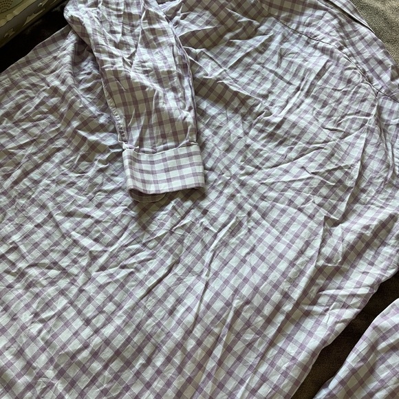 Charles Tyrwhitt Lavender & White Checkered Button Down Collar Shirt - Picture 6 of 7